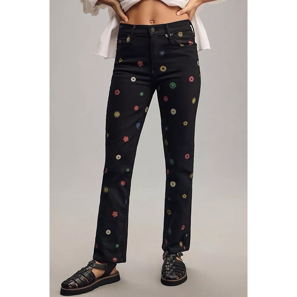 Mother The Insider Flood Flare Jeans in Fresh as a Daisy Floral Print Size 24 - Picture 2 of 11